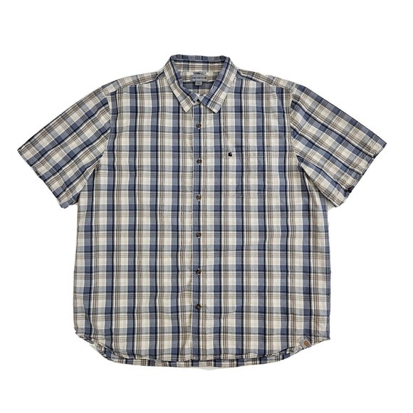 Carhartt (Mens Size 2XL) Plaid Button Front Relaxed Fit Short Sleeve Shirt - Picture 1 of 6